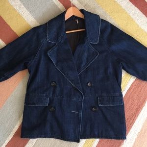 Free people double breasted denim jacket/coat
